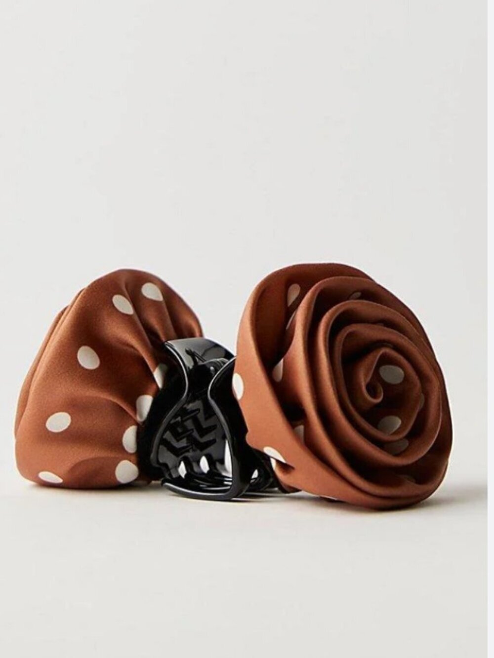 NWT Free People Grand Gesture Floral Clip in Brown and White Polka Dots
